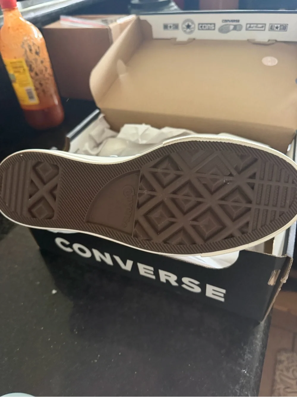 Black High-Top Sneaker with Ivory Sole